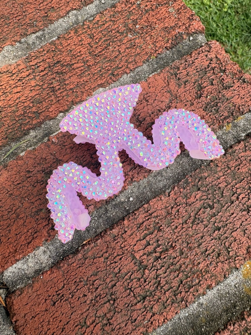 Iridescent Pink Crystal Wave Hair Clip - handmade